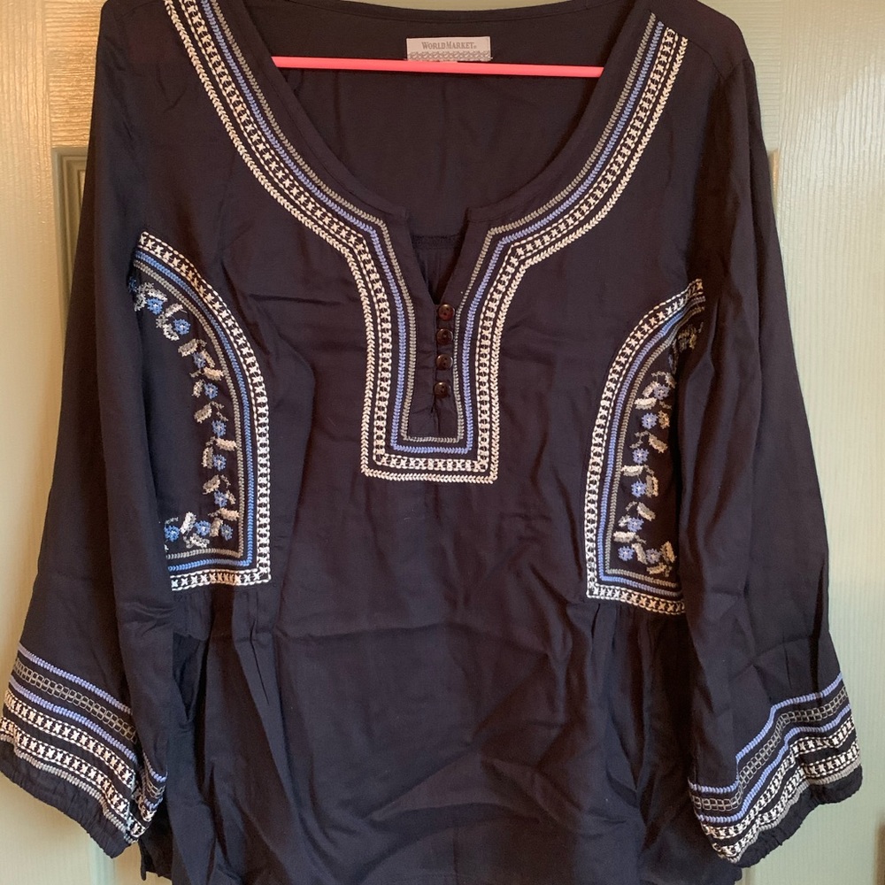 Embroidered peasant top